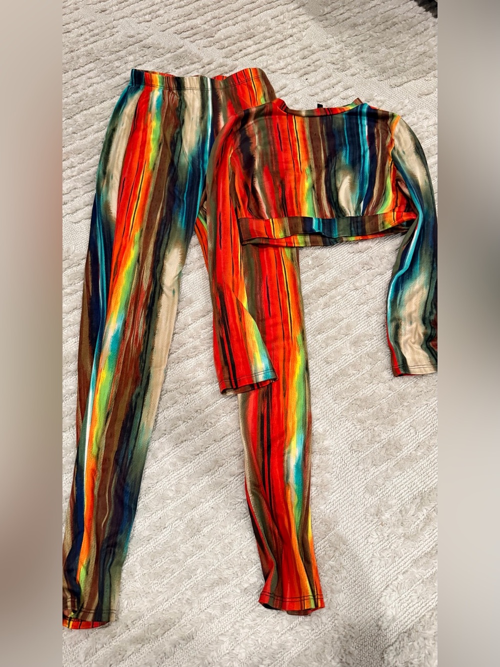 Fashion Nova Rainbow Striped Pantsuit Set
